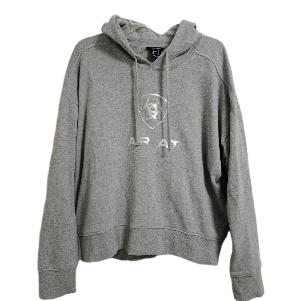 Ariat Women's Just Hoodie Heather Gray Size XL Silver Metallic Logo Western EUC - Picture 2 of 7